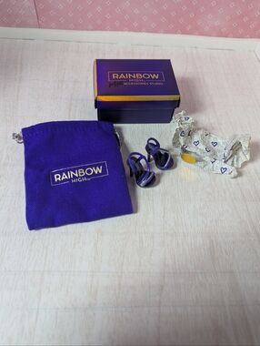 Rainbow High Purple Doll Sandals with Branded Box & Pouch